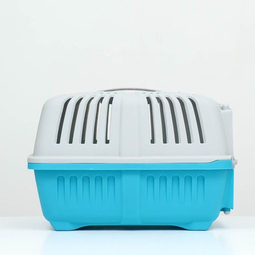 Переноска для животных пластиковая 47 х 30 х 35 см, вес до 9 кг, синяя - Пижон фото 3