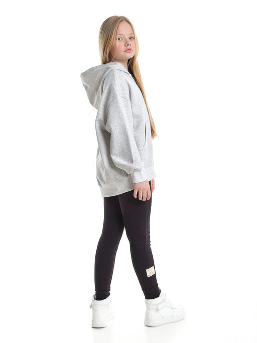 Толстовка зипка оверсайз с капюшоном на молнии 22-8605 серый меланж - Mini maxi фото 8