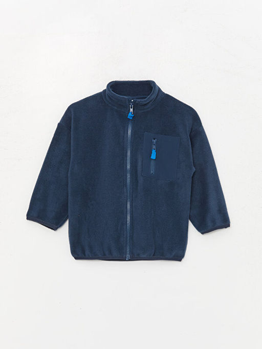 Dik Yaka Uzun Kollu Polar Erkek Bebek Fermuarl? Sweatshirt