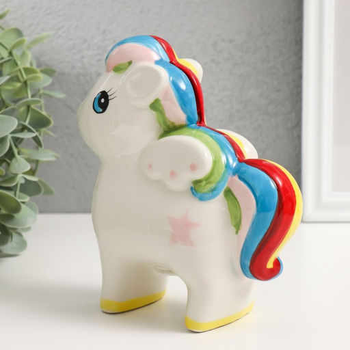 Копилка для денег «Лошадка с крыльями и яркой гривой», керамика, 13×6.5×16 см