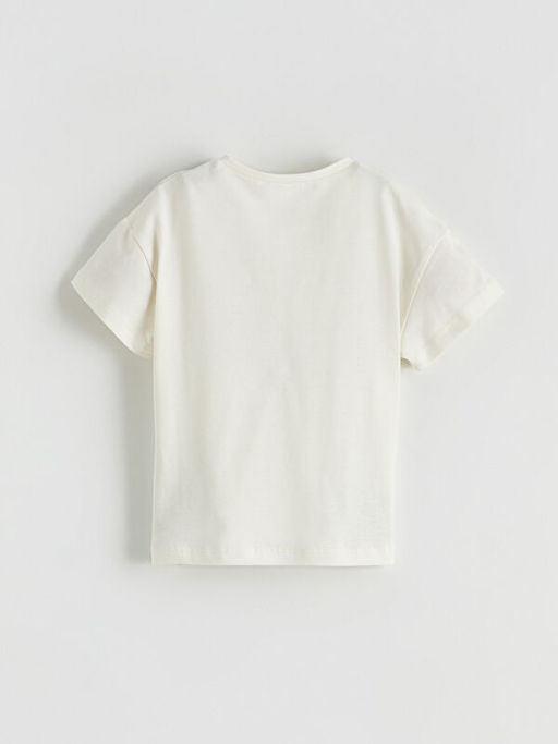 Bisiklet Yaka Bask?l? K?z ?ocuk Ti??rt