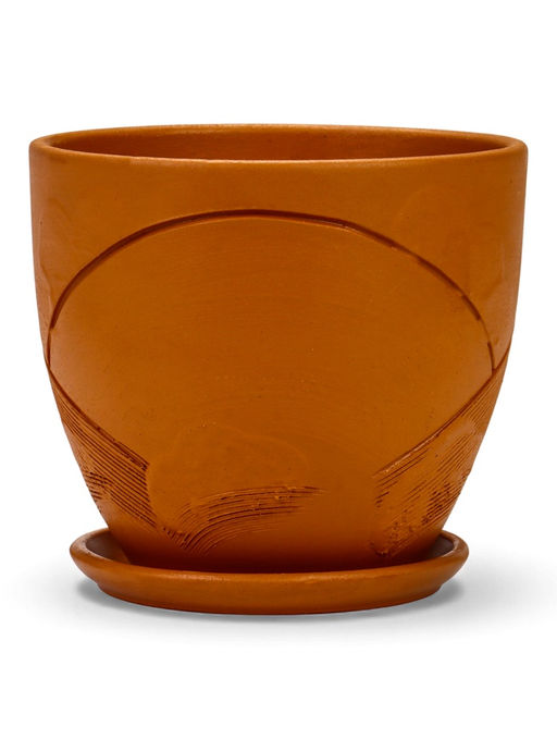 Горшок цветочный с поддоном 1,4 л, d15/h13 см терракот керамика, "Голландия" (М)