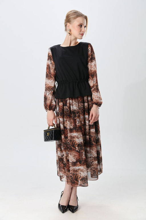 Платье NIKVA н740-26 чёрный и тигровая абстракция  фото 7