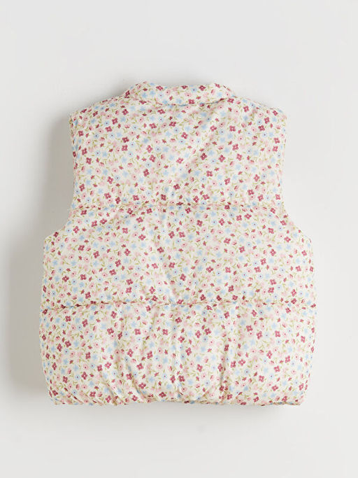 Dik Yaka ?i?ekli K?z ?ocuk ?i?me Yelek