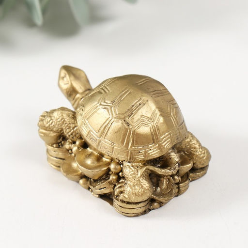 Нэцкэ фигурка под бронзу «Черепаха на монетах», Т-215 5.5×3.5×3 см