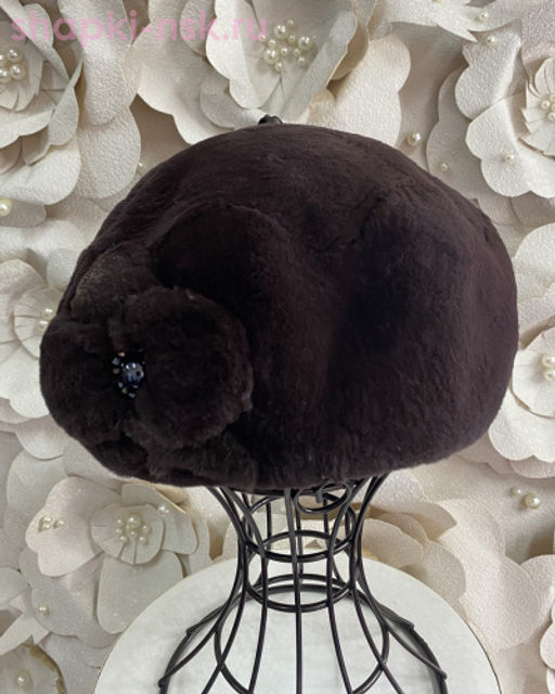 Волна мех.цветок кролик Берет женский (56-58)