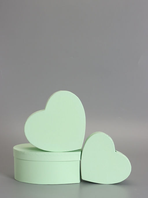 Набор подарочных коробок 3 в 1 сердца, мятный, 22×20×9; 18.5×17×7.5; 16×14×6 см