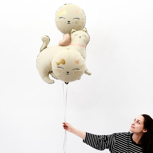 Цена за 2 шт. Воздушный шар фольгированный 27" «Кошечка с бантиком»