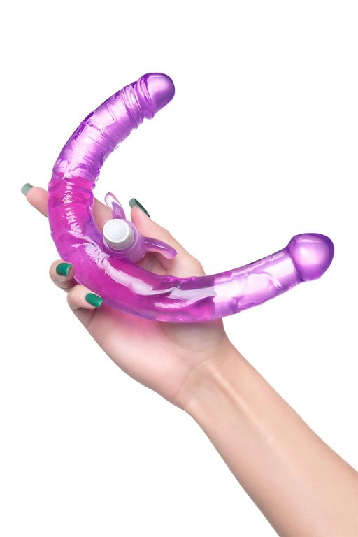 Фаллоимитатор двусторонний с вибропулей TOYFA Double Dildo with Vibro Bullet, TPR, фиолетовый, 35 см фото 7