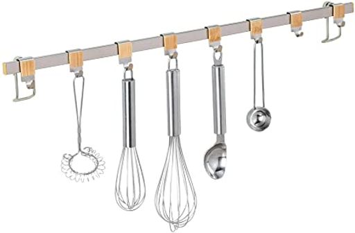 Держатель для кухонных аксессуаров 8 крючков с рисунком бамбук с креплением
