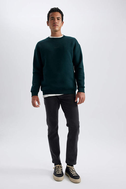 Толстовка свободного кроя с круглым вырезом и принтом - Defacto фото 2