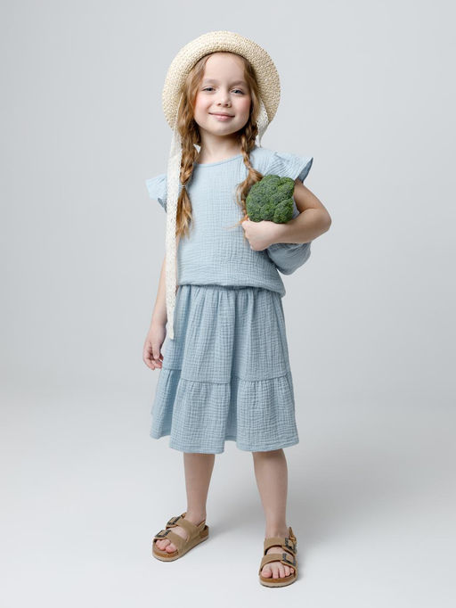 Юбка для девочки Crockid ТК 70046 из хлопка нежно-голубой