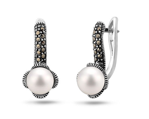 Серьги, жемчуг , марказит, SL-AGA615