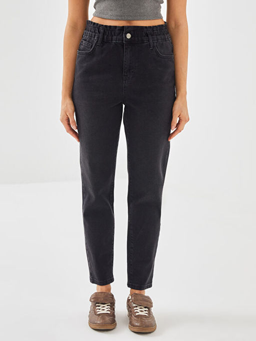 Beli Lastikli Slim Fit Kad?n Jean Pantolon