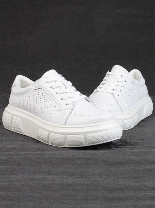 05-PDE35-1 WHITE Кроссовки женские (натуральная кожа)