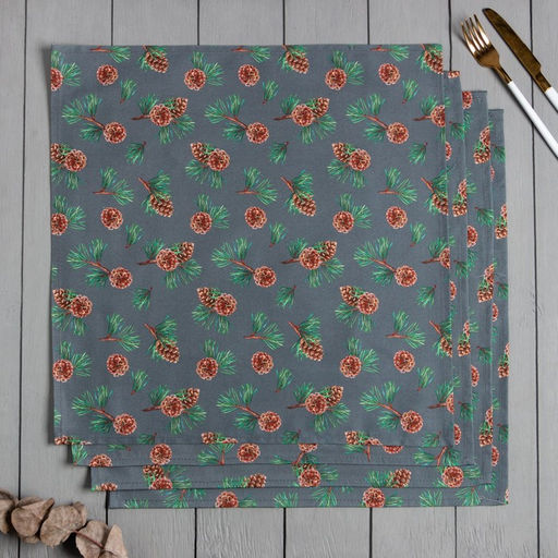 Набор новогодних салфеток Этель Лес, 46х46 см - 4 шт, хлопок, саржа  фото 2