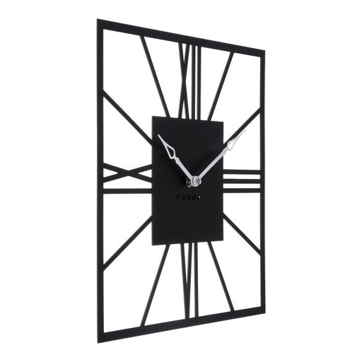 Часы настенные интерьерные «Рим», бесшумные, плавный ход, 35×35 см, квадрат, чёрные