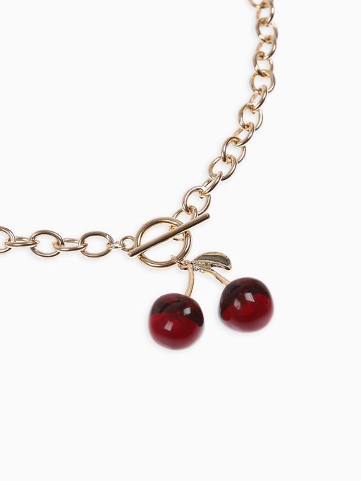 Цена за 2 шт. Кулон-цепь крупная "Вишня", цвет красный в золоте 40+удл