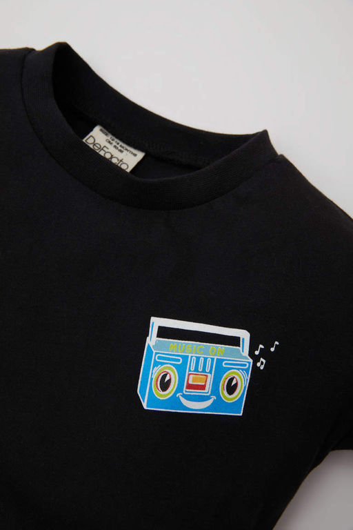 Футболка с короткими рукавами и принтом на спине для маленьких мальчиков - Defacto фото 2