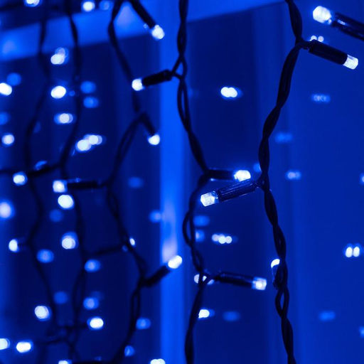 Гирлянда «Занавес» 2×1.5 м, IP65, УМС, тёмная нить каучук, 300 LED, свечение синее, 220 В