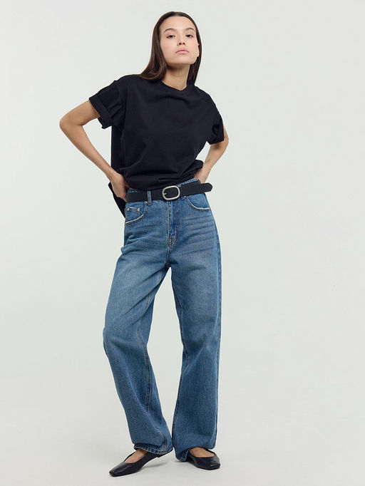 Хлопковая свободная футболка черного цвета черный 112678 - Mark formelle фото 13