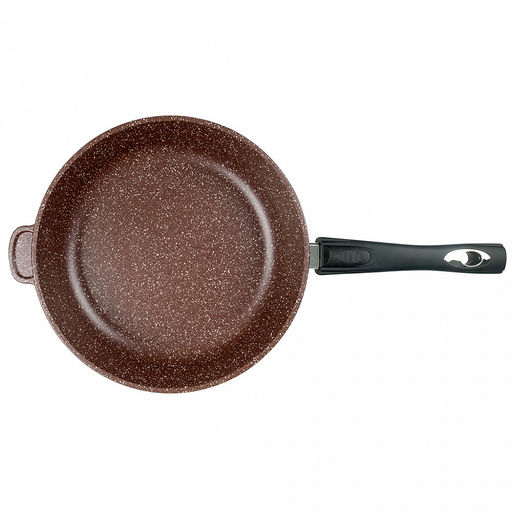 Сковорода с тефлоновым покрытием д28см "Шоколад", h7см, s0,42см, съемная ручка из термостойкого пластика (Россия)