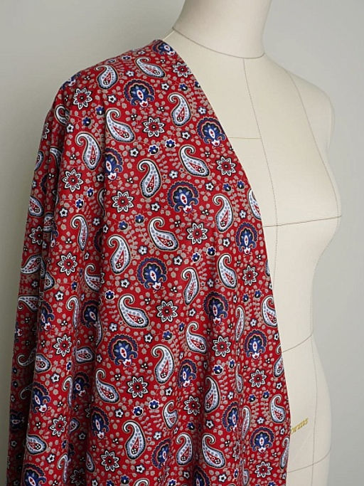 Поплин Барановские мотивы на красно-терракотовом, ГОСТ, ш.1.5м, хлопок-100%, 120гр/м.кв - Купава фото 7