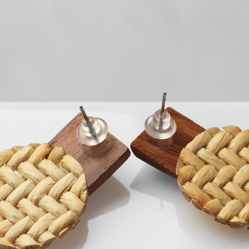 Серьги Ваканда стиль, плетёнка, цвет бело-коричневый - Queen fair фото 2