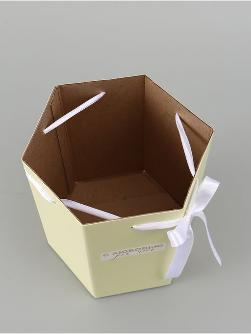 Цена за 2 шт. Коробка - переноска подарочная для цветов «С любовью», 17×14.8×19.5 см, шестигранник