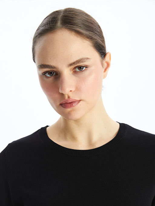 Bisiklet Yaka D?z K?sa Kollu Kad?n Triko Kazak - Waikiki фото 2