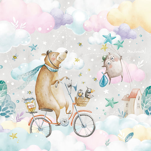 Короба картонные с крышкой KIDS COLLECTION Путешастики мятн., набор 3 шт (31,5х31,5х31,5)