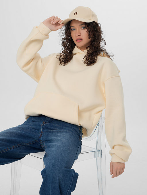 Худи женское бежевое из футера с начесом - Mark formelle фото 9