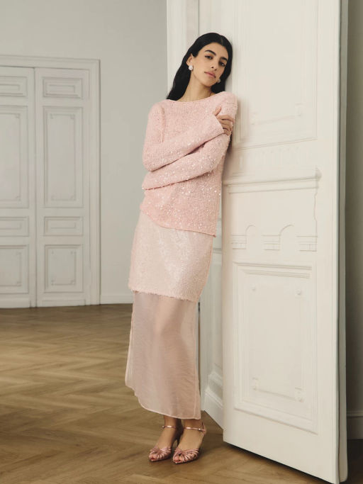 Двухслойная юбка миди с пайетками / Zarina