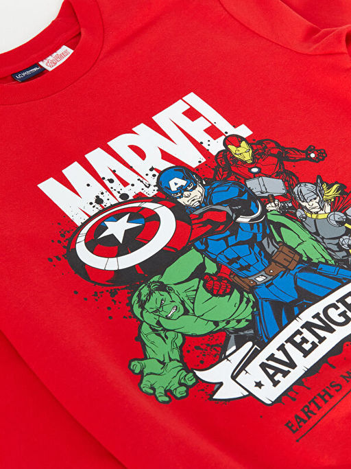 Bisiklet Yaka Marvel Bask?l? Uzun Kollu Erkek ?ocuk Ti??rt - Waikiki фото 3