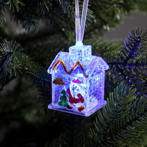Ёлочная игрушка Домик, 7 см, от батареек, свечение мульти (RGB) - Luazon lighting фото 2