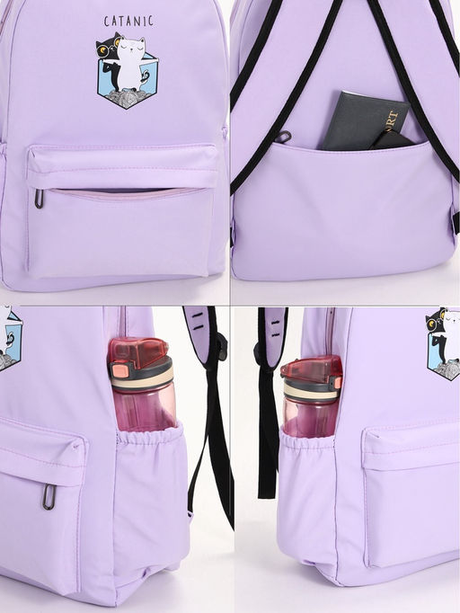 Рюкзак школьный на молнии, с карманами, с принтом, размер 30?12?43 см, розовый