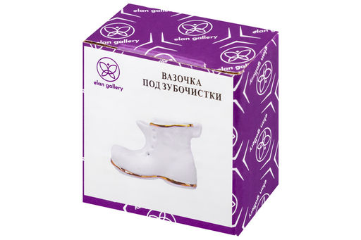 Вазочка п/зубоч. 7*3*5 см "Башмачок" белая, золото