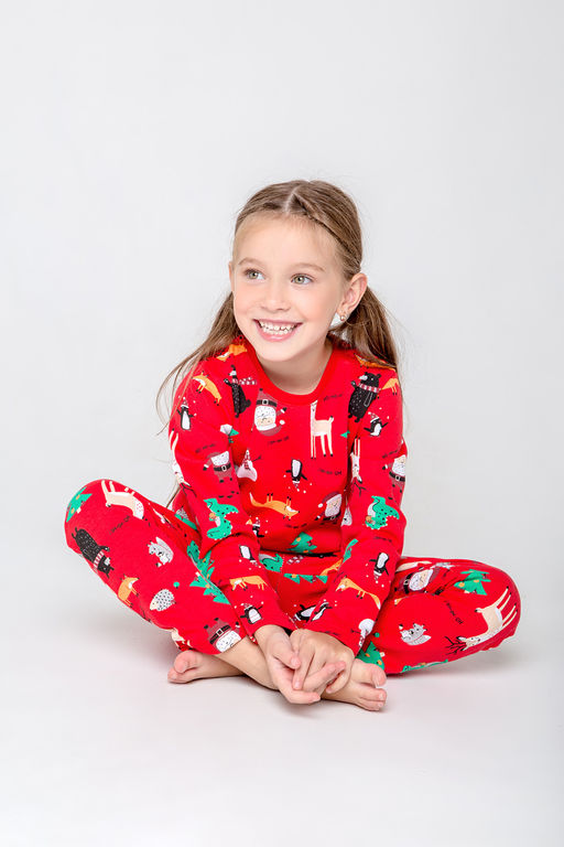 CROCKID СТОК! Пижама. Цвет: праздничный микс на насыщенно-красном