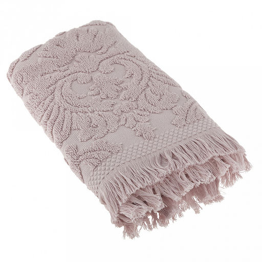 Полотенце махровое "Вензель" 34х75см, хлопок 100%, с бахромой, светло-сиреневый (Китай)