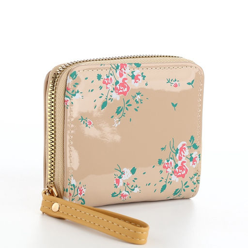 Кошелёк женский на молнии с ремешком, лакированный, синий