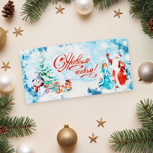 Цена за 10 шт. Конверт для денег «С Новым Годом!», 16×8 см