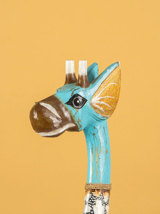 Сувенир «Жираф», 24×15×150 см, дерево, бирюзовый