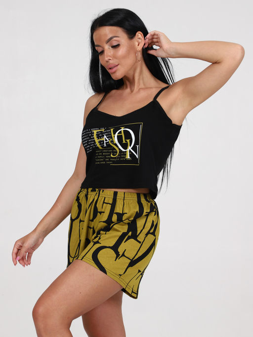 293 ПИЖАМА ЖЕНСКАЯ (шорты) (Горчичный) - А-дина фото 4