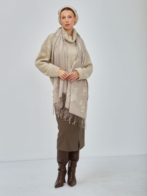 В составе шерсть. Большой теплый двусторонний палантин - Tantino фото 5