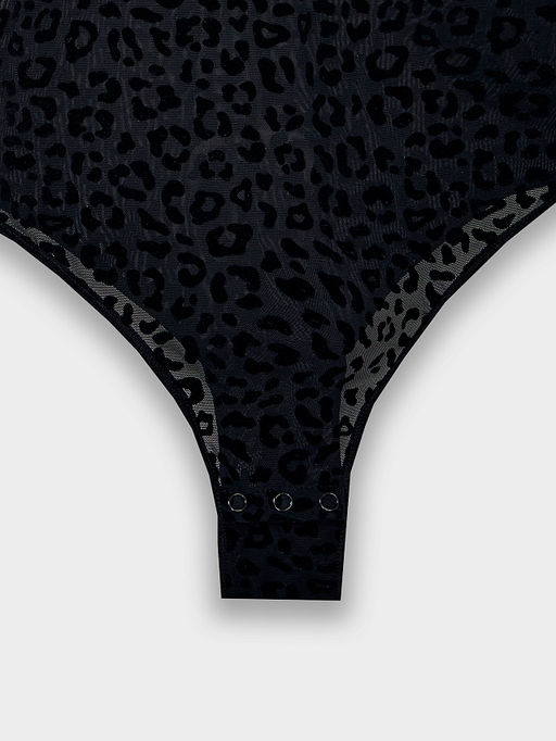 Боди женское черное с леопардовым принтом из сетки - Mark formelle фото 14