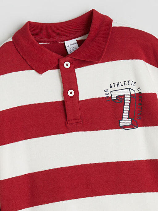 Polo Yaka ?izgili Erkek ?ocuk Sweatshirt