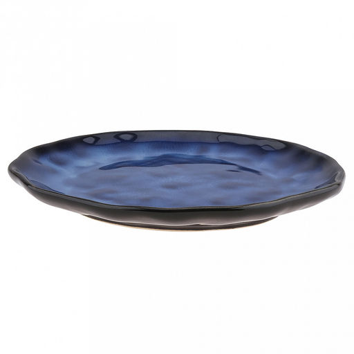"Тихий океан" Тарелка мелкая керамическая д225мм, h25мм, асимметричная форма, синий (Китай)