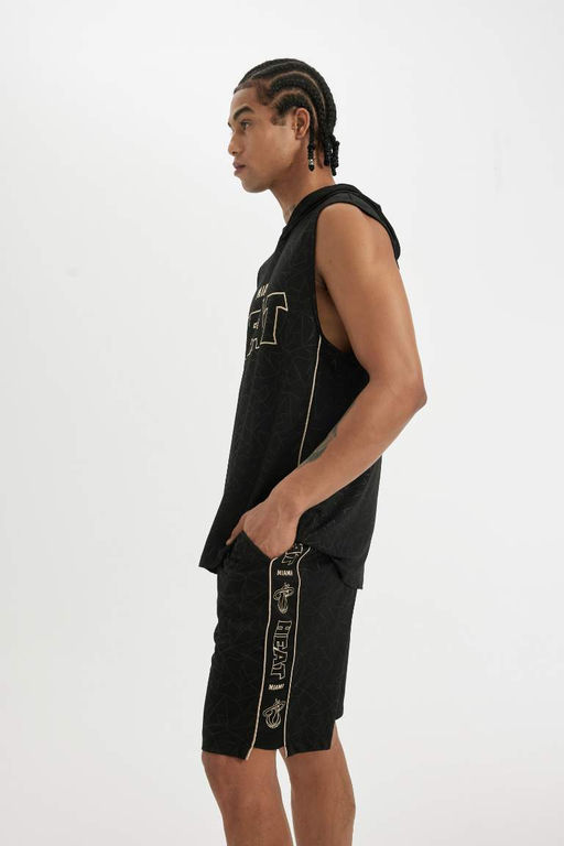 DeFactoFit Майка из плотной ткани стандартного кроя с капюшоном NBA Miami Heat  фото 5