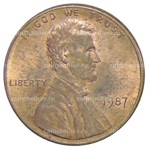 Монета 1 цент 1987 года США