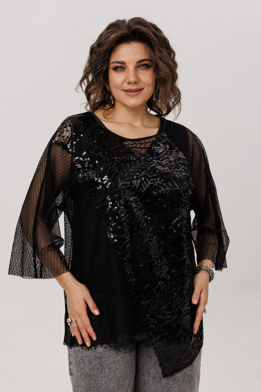 Блуза ANELLI 1781 черный авантюрин  фото 10